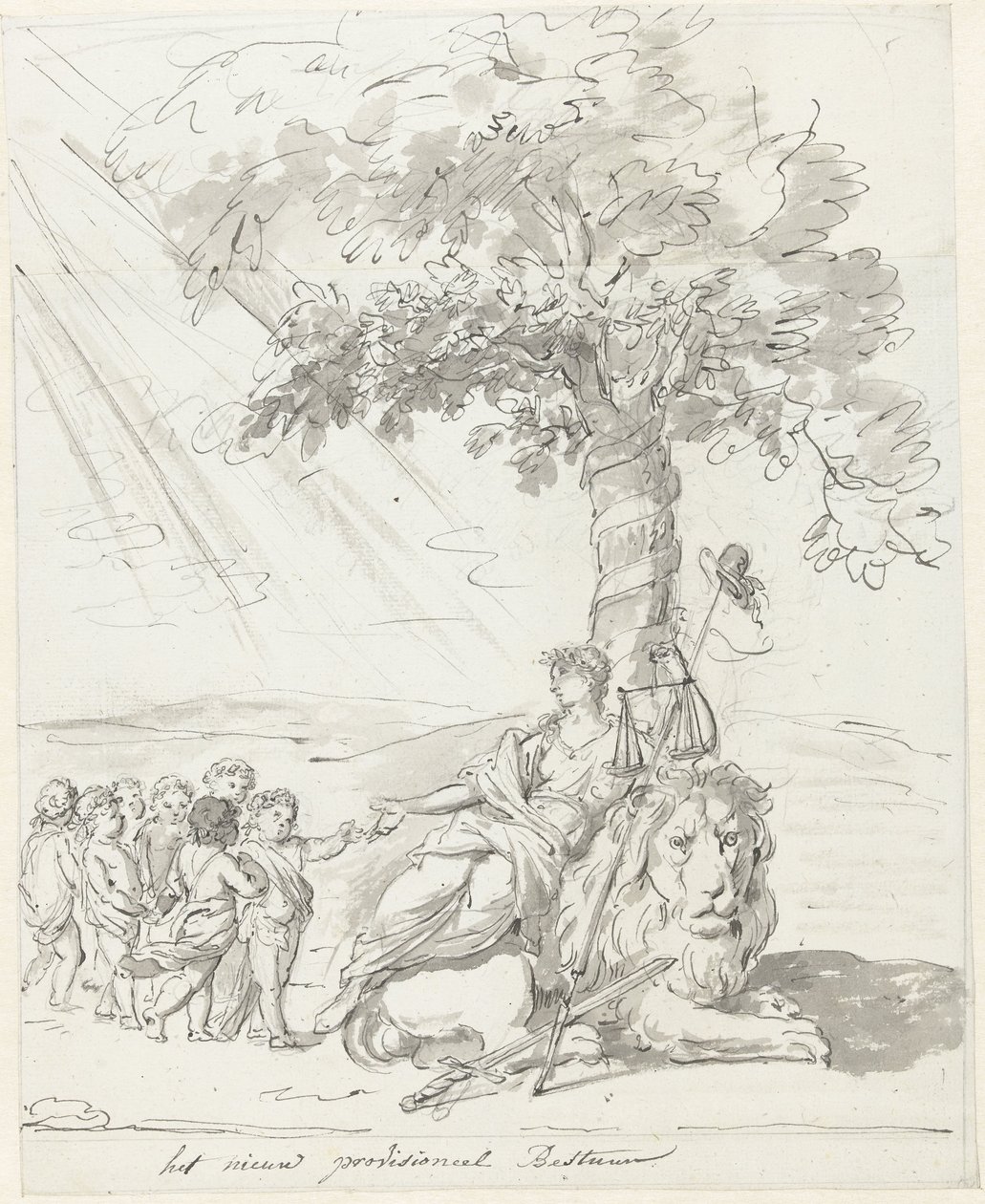 Das Volksregime etabliert, Dekoration auf dem Amstelveld, 1795 von Johannes van Dregt (rejected attribution)