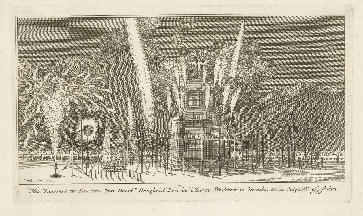 Feuerwerk bei einem Pavillon von Johannes van Hiltrop