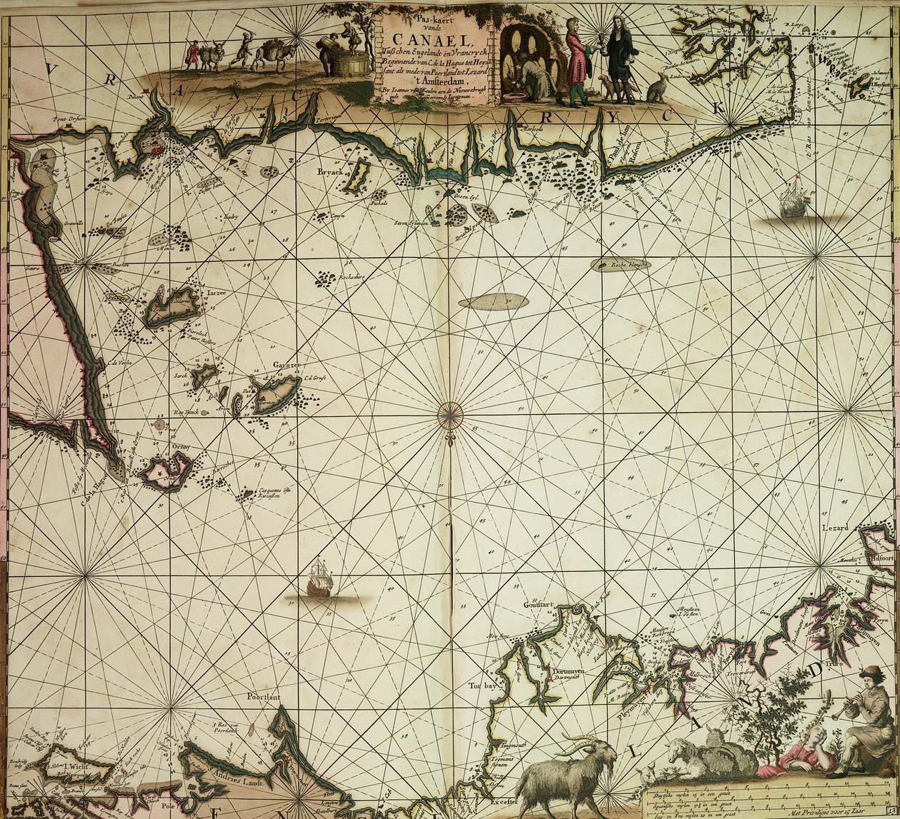 Pas-caert van de Canael, zwischen England und Frankreich, von Pleymuyen bis zu den Sorlinges, sowie von Portbimel bis Heyssant von Johannes van Keulen