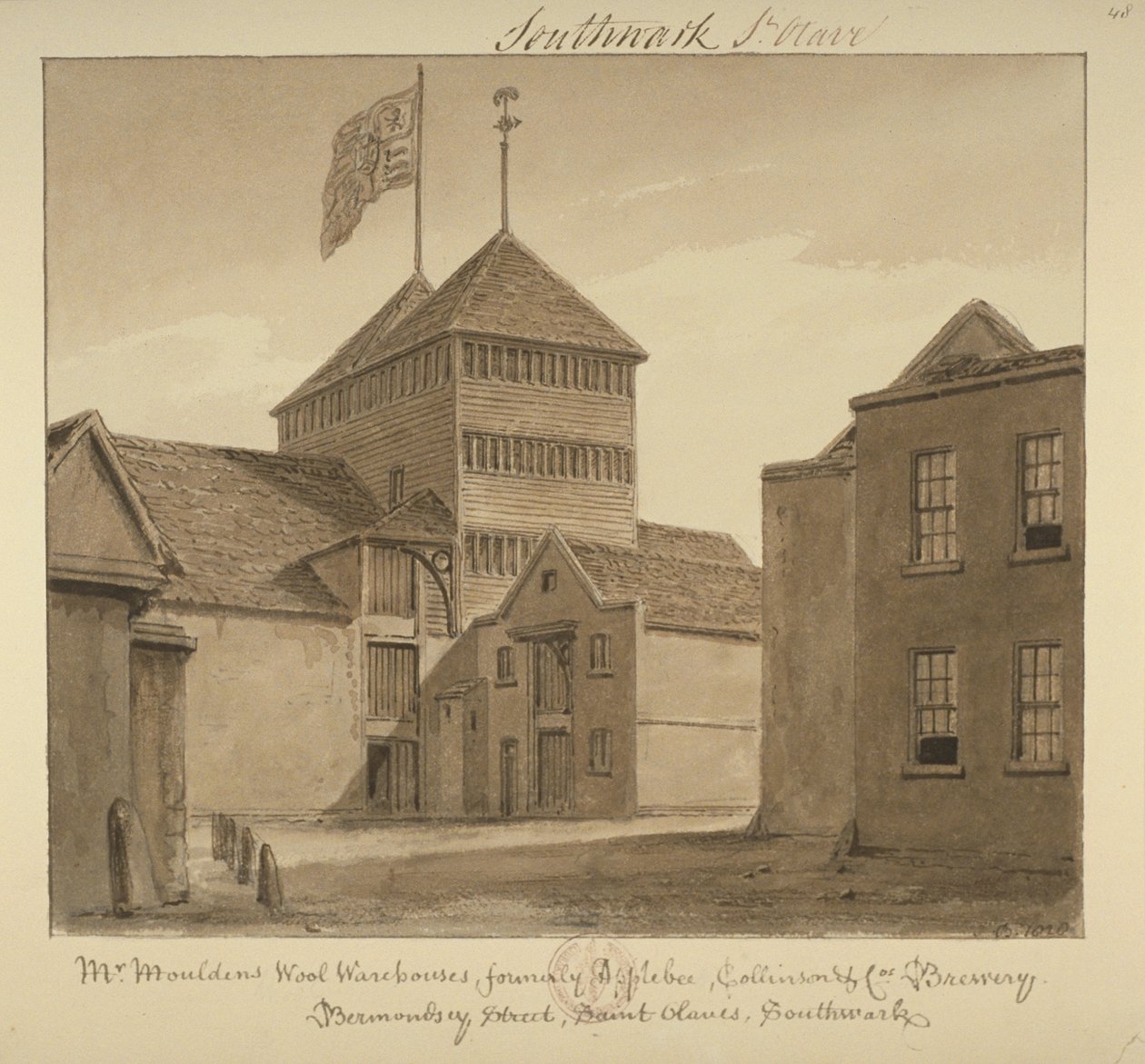 Ansicht der Wolllagerhäuser in der Bermondsey Street, 1828 von John Chessell Buckler