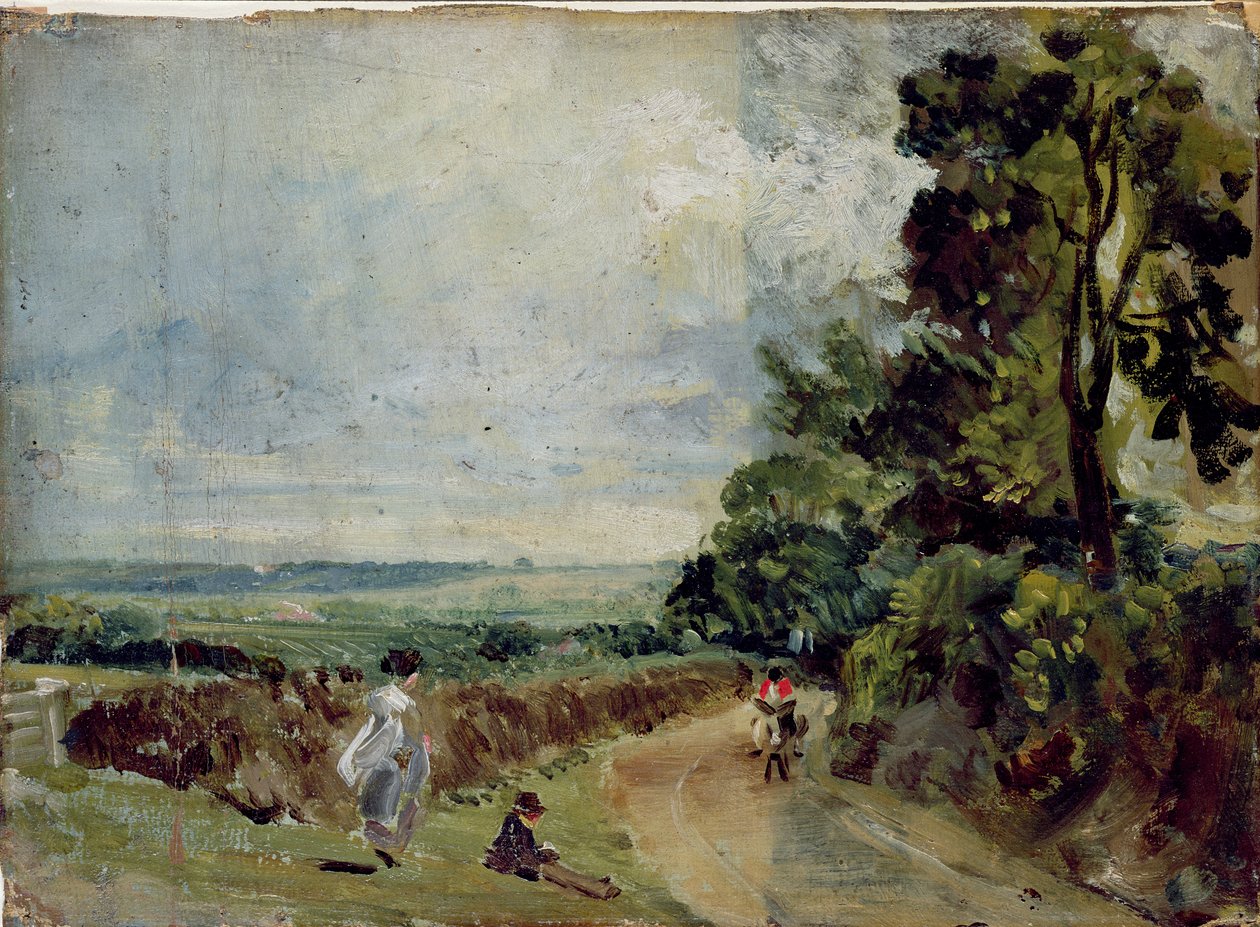 Eine Landstraße mit Bäumen und Figuren von John Constable