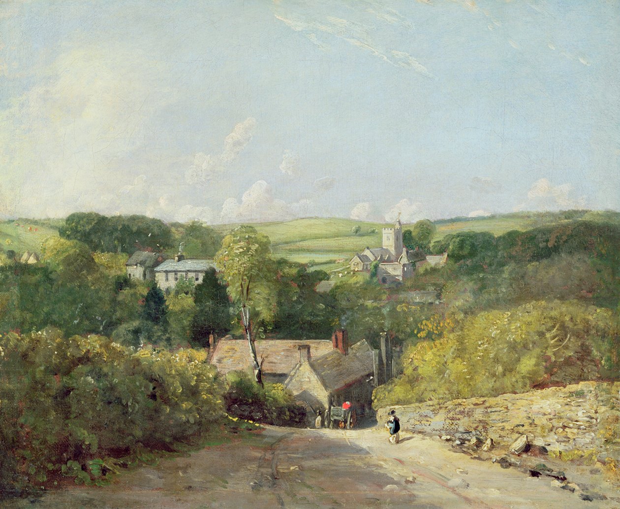 Ansicht des Dorfes Osmington mit der Kirche und dem Pfarrhaus, 1816 von John Constable