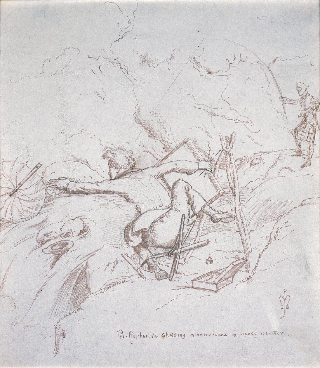 Präraffaelitische Skizzierung Unannehmlichkeiten bei windigem Wetter von John Everett Millais