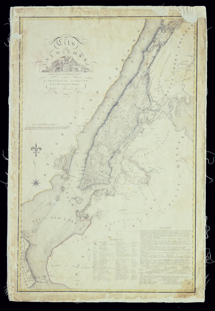Karte der Stadt New York, wie sie von den Kommissaren angelegt wurde, 1814 von John Jr. Randel