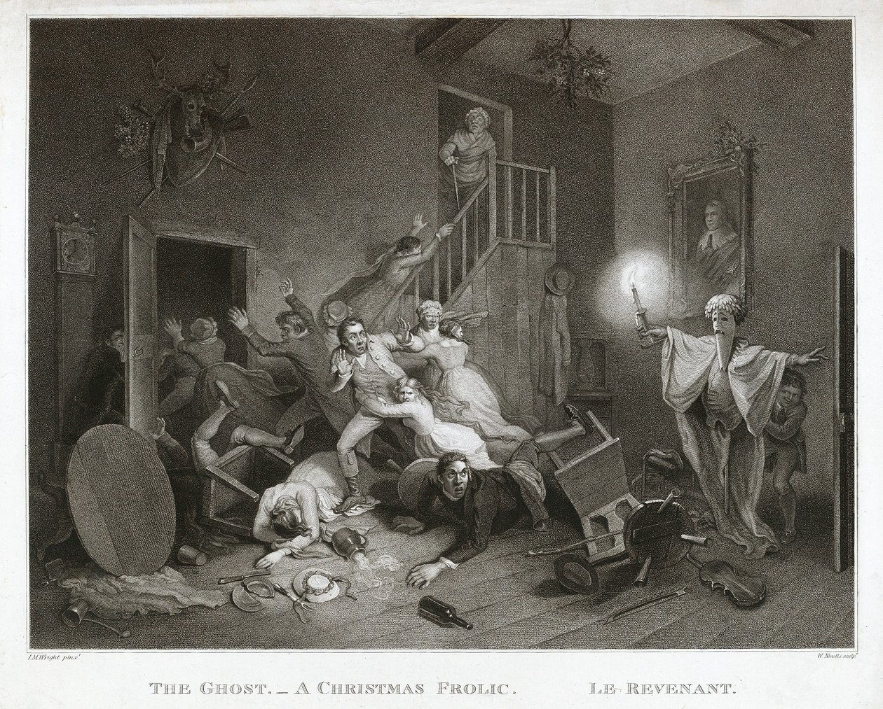 Der Geist - Ein Weihnachtsstreich - Le Revenant, gedruckt 1814 von John Massey Wright