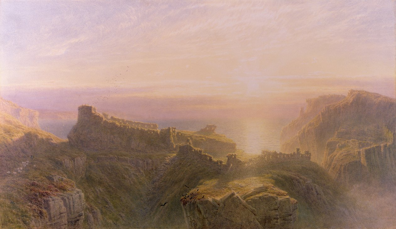 Sonnenuntergang in Tintagel, 1871 von John Mogford