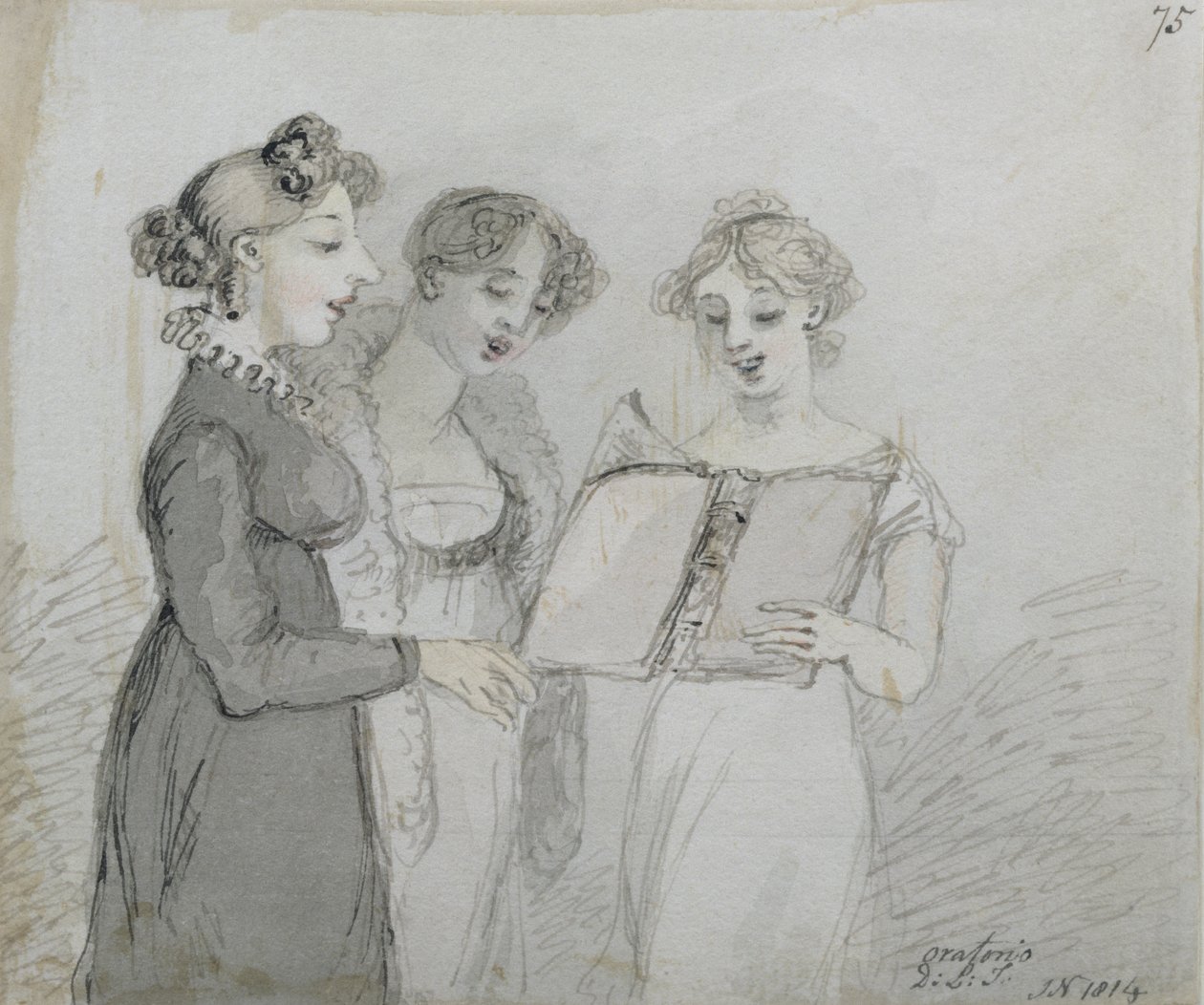 Oratoriumsaufführung im Drury Lane Theatre, Teil drei eines Triptychons, 1814 von John Nixon