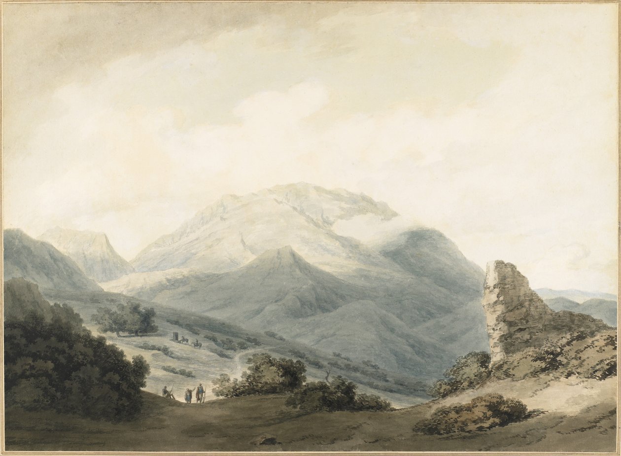 Berg Parnassus von der Straße zwischen Livadia und Delphi, ca. 1790 von John Robert Cozens