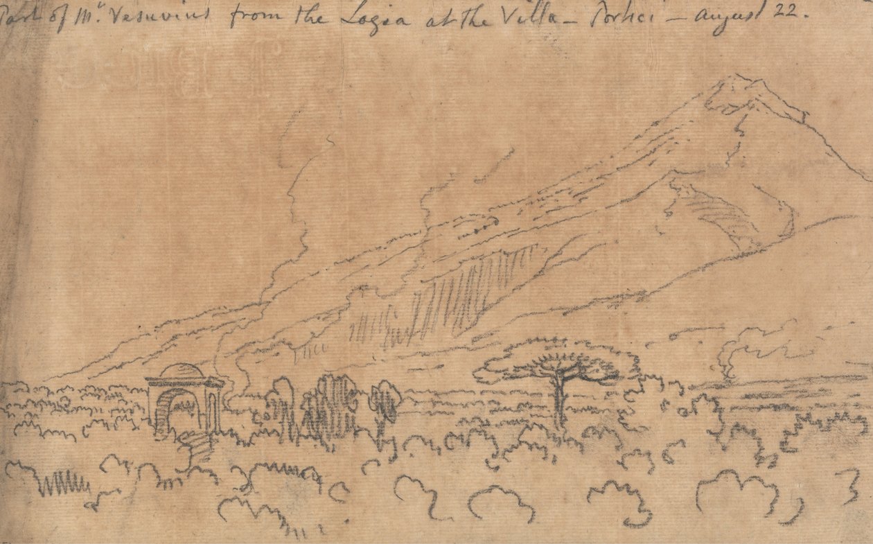 Teil des Vesuvs von der Loggia der Villa in Portici, 22. August von John Robert Cozens