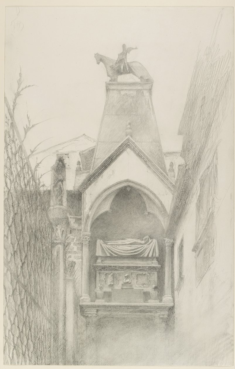 Studie des Grabes von Can Grande della Scala in Verona, Mai - August 1869 von John Ruskin