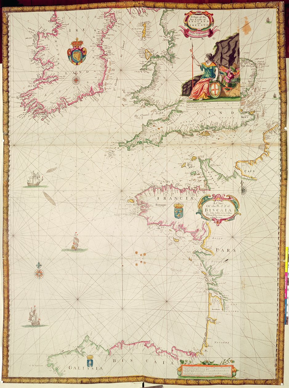 Karte der Seeküsten von England und Irland und der Biskaya von John Seller