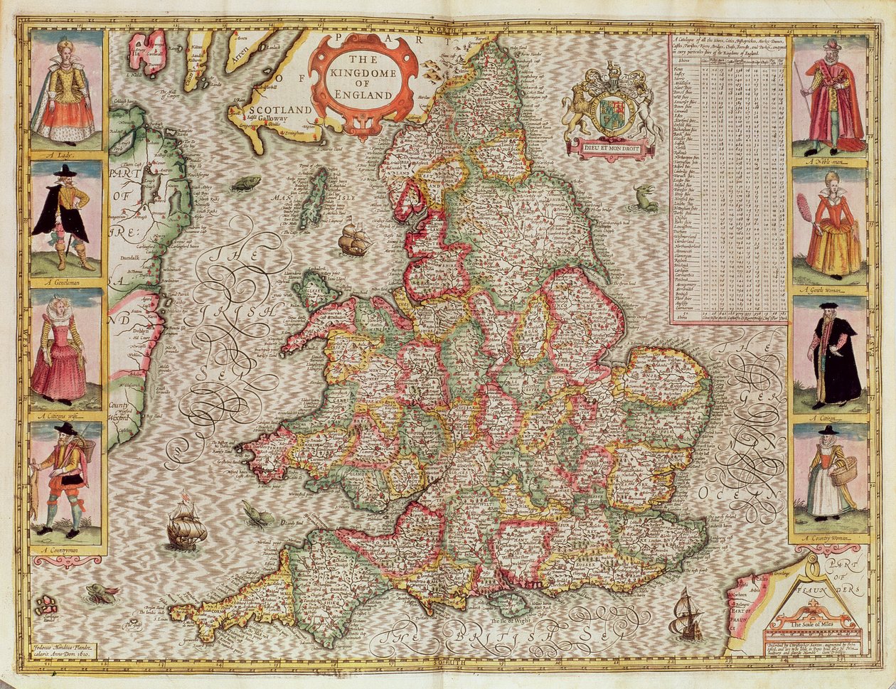 Das Königreich England, graviert von Jodocus Hondius (1563-1612) aus John Speeds 