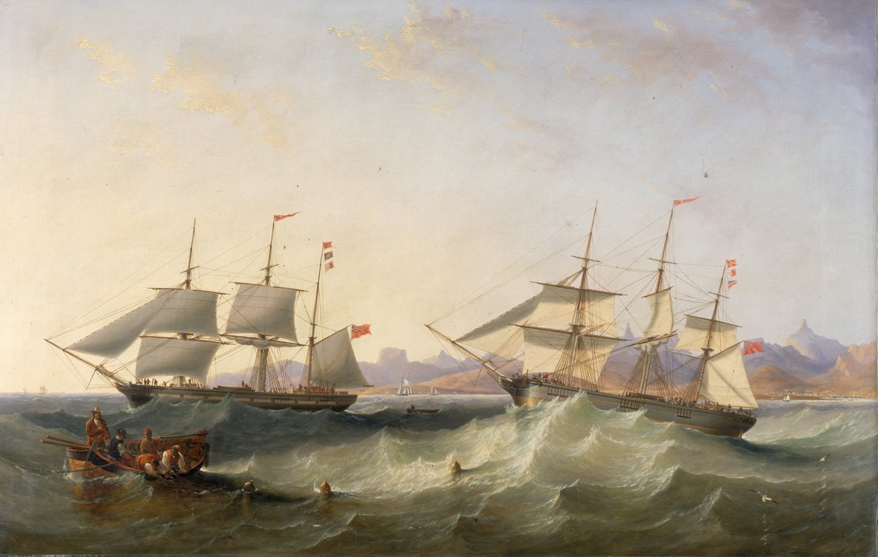 Ein Klipper und ein Ostindienfahrer verlassen den Hafen von John Wilson Carmichael