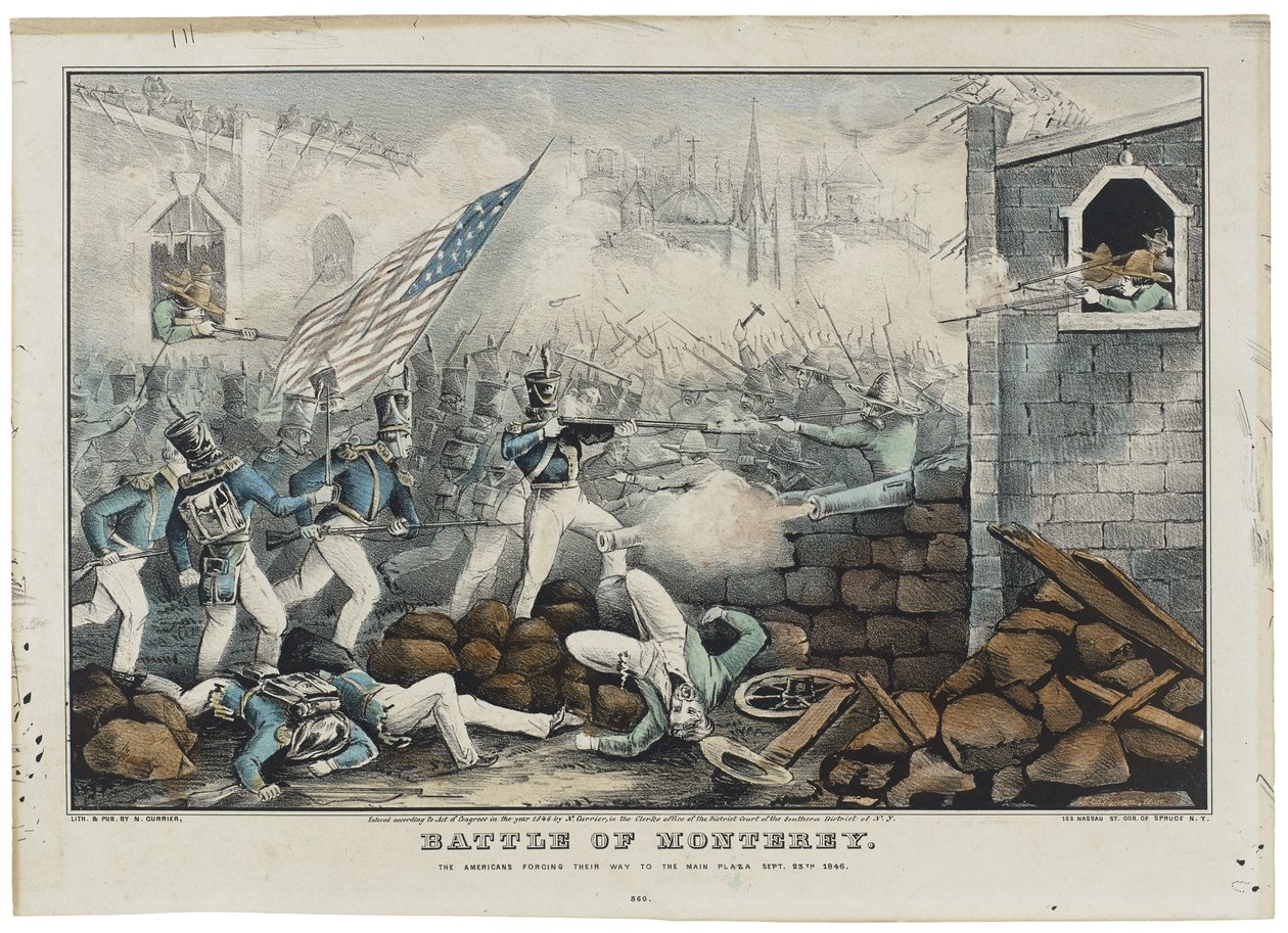 Schlacht von Monterey am 7. Juli 1846, Lithographie von Nathaniel Currier von John (after) Cameron