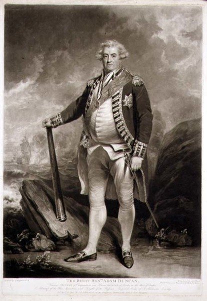 Porträt von Adam, Viscount Duncan, Admiral der Blauen Flotte, graviert von James Ward 1798 von John (after) Hoppner