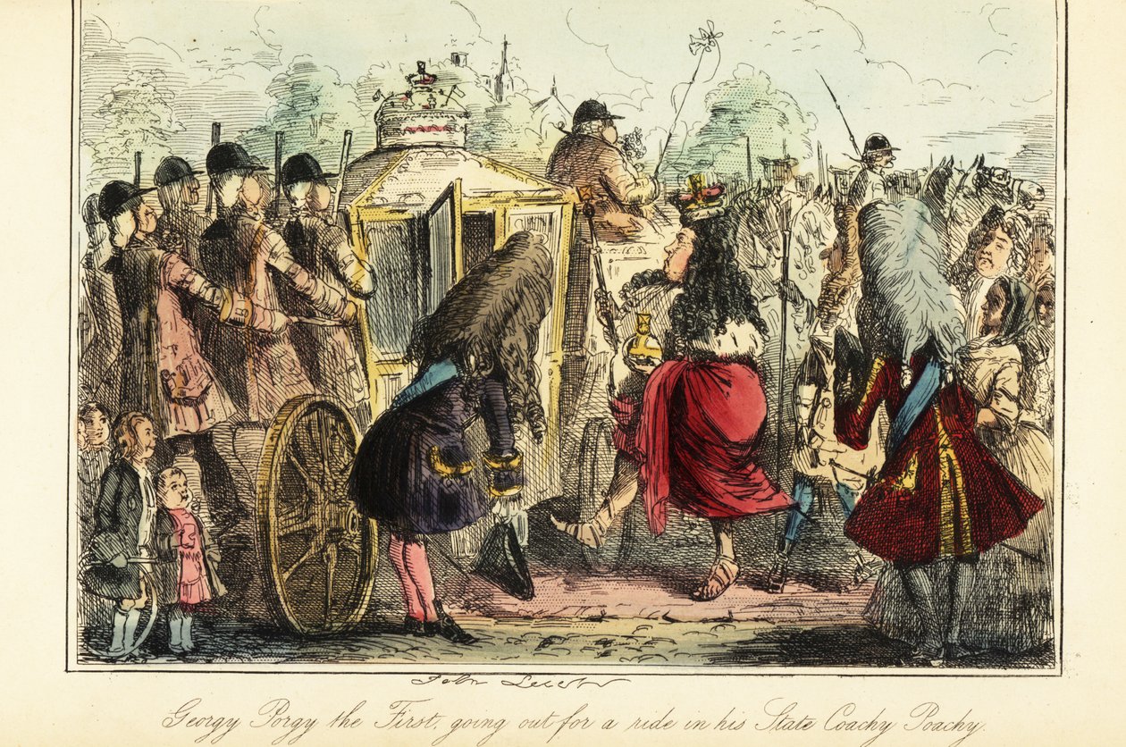König Georg I. von England besteigt die königliche Kutsche nach Osnabrück in der Nacht seines Todes, 22. Juni 1727 von John (after) Leech