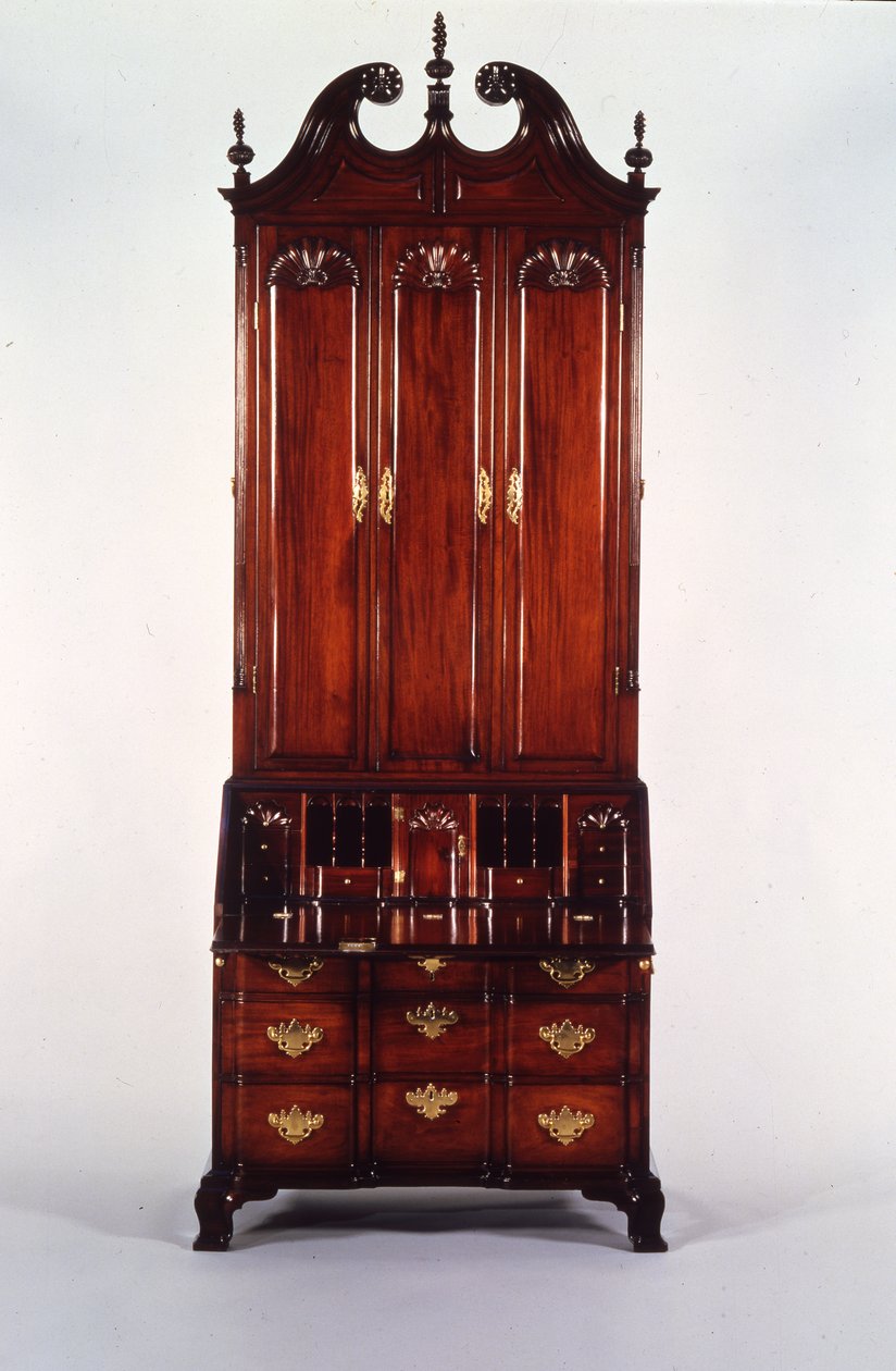 Der Nicholas Brown Chippendale Block-und-Schalen-Schreibtisch und Bücherschrank, ca. 1760-70 von John (attr. to) Goddard