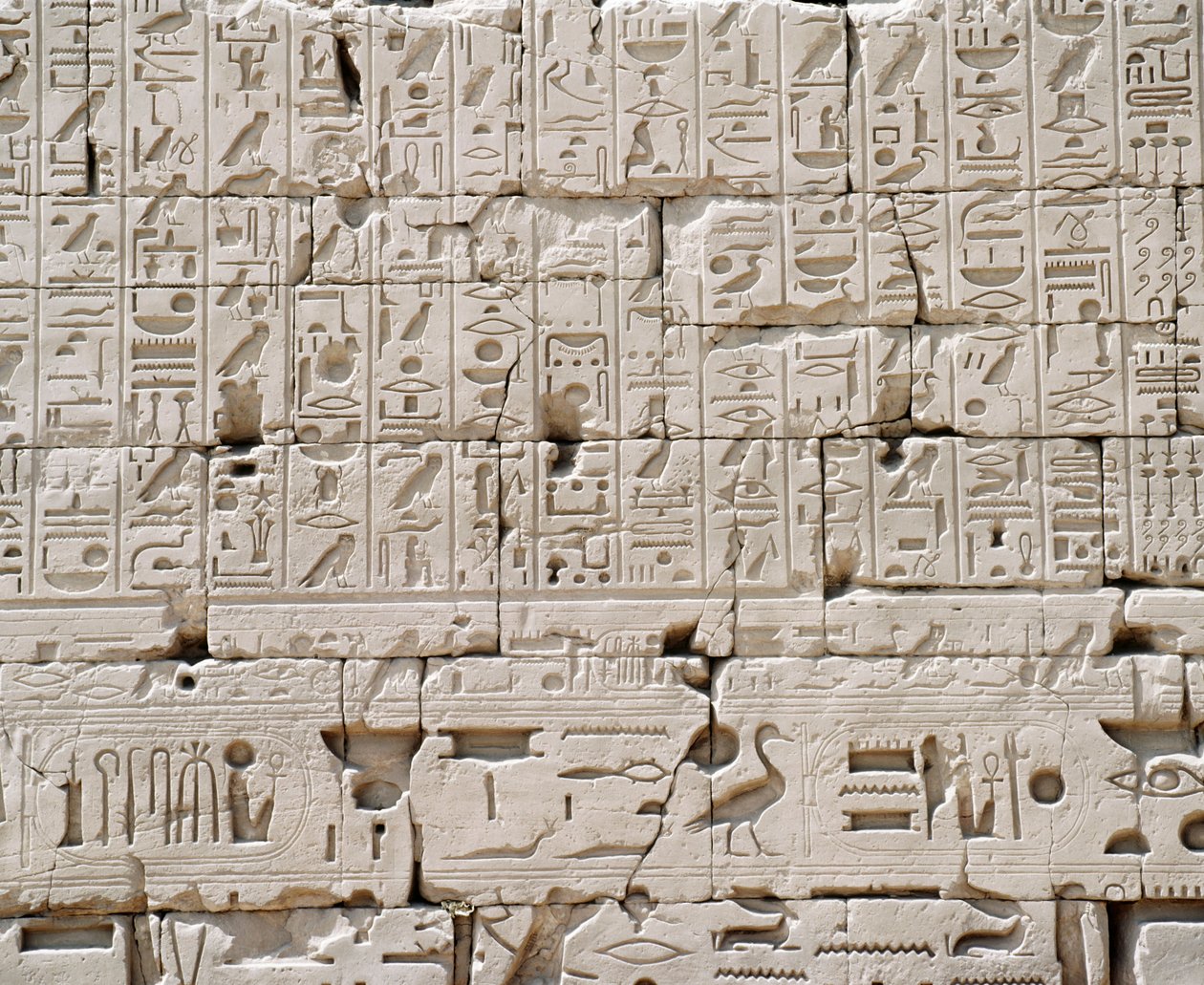 Ägypten, Luxor, Karnak, Großer Tempel des Amun, Große Säulenhalle, Detail der Außenwand von Walter Charles Mills