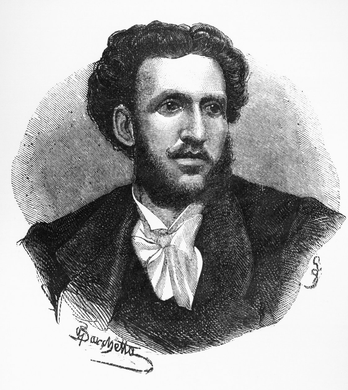 Porträt von Iginio Ugo Tarchetti (1839-1869), italienischer Autor, Dichter und Journalist, Gravur von Walter Charles Mills