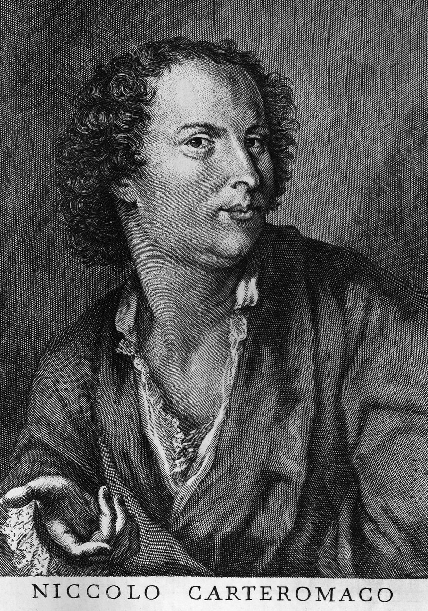 Porträt von Niccolo Forteguerri, auch bekannt als Niccolo Carteromaco (1674-1735), italienischer Dichter, Gravur von Walter Charles Mills