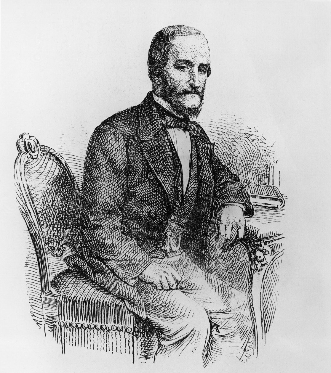 Porträt von Raffaele Busacca dei Gallidoro (1810-1893), italienischer Politiker und Ökonom, Gravur von Walter Charles Mills