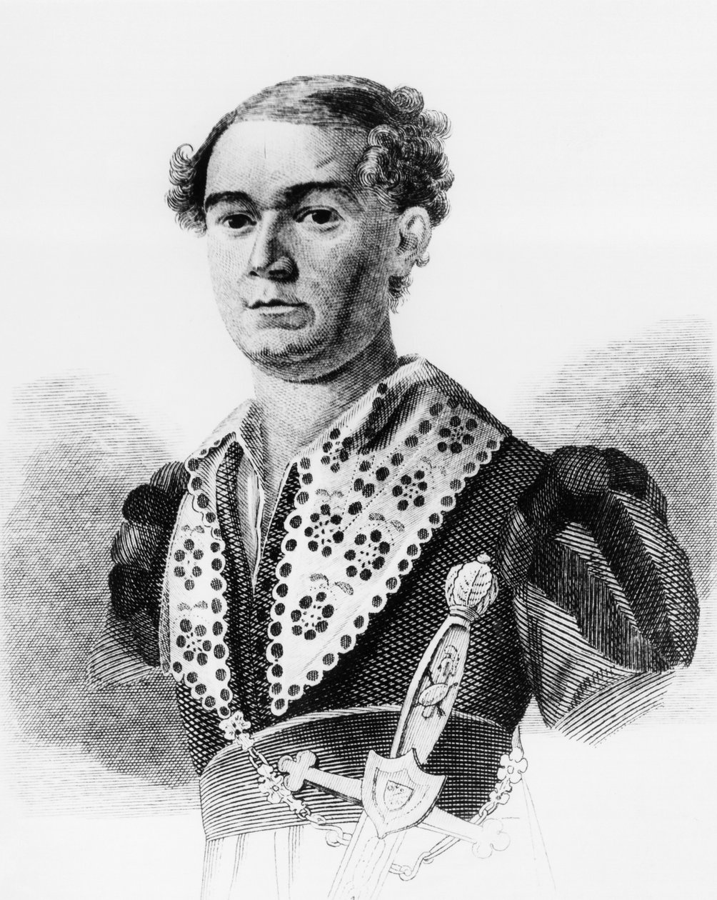 Porträt von Vasily Andreevich Karatygin (1802-1853), russischer Schauspieler, Gravur aus Russkaya Talia, Anthologie von Faddey Venediktovich Bulgarin, veröffentlicht 1825 von Walter Charles Mills