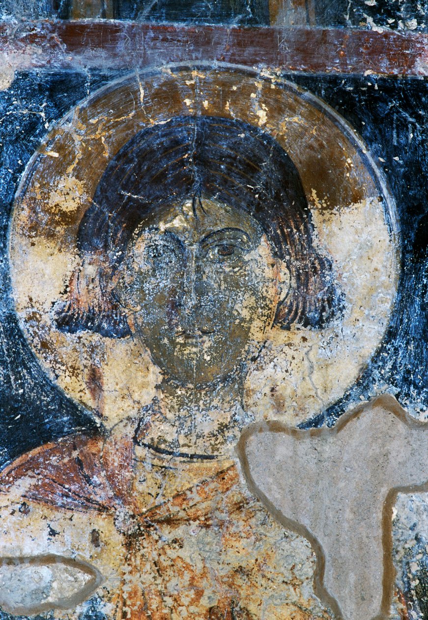 Heiliger, Fresko von Ioannis Pagomenos in der St. Nikolaus Kapelle, Maza, Kreta, Griechenland von Walter Charles Mills