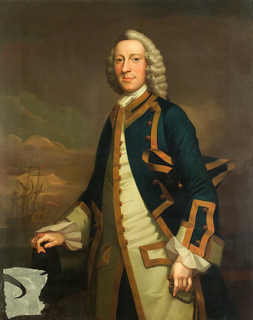 Porträt eines Kapitäns, ca. 1750 von John (attr.to) Wollaston