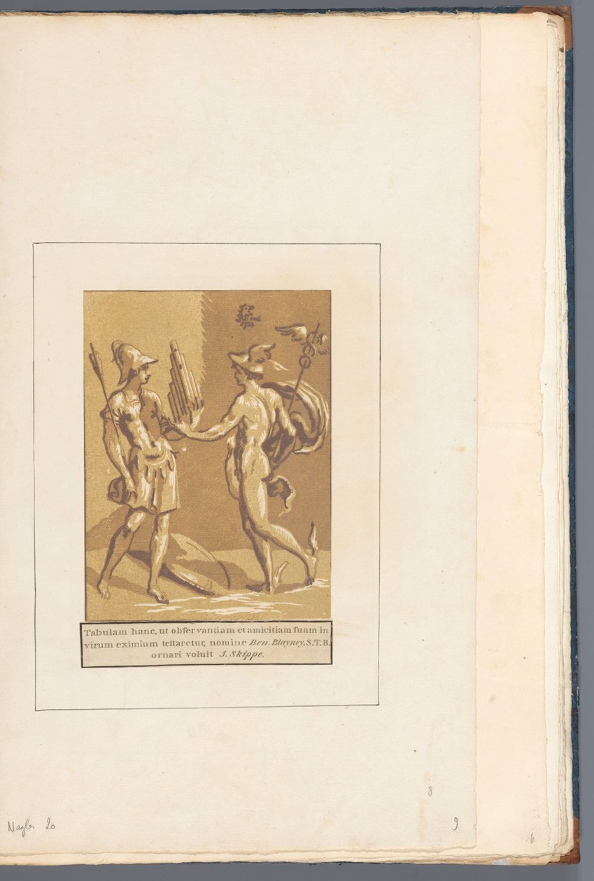 Merkur gibt Minerva eine Panflöte von John B. Skippe