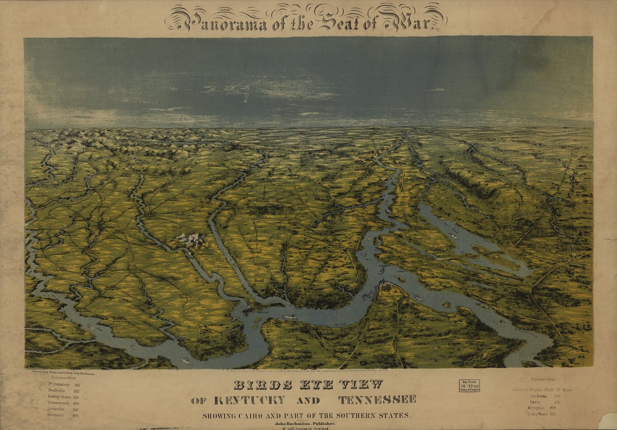 Vogelperspektive von Kentucky und Tennessee mit Cairo und einem Teil der Südstaaten von John Bachmann