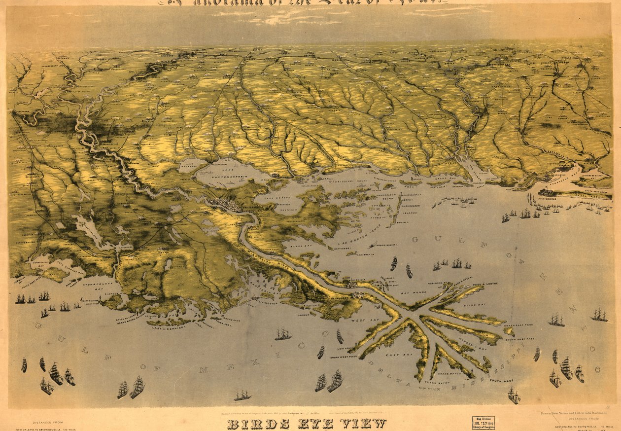 Vogelperspektive von Louisiana, Mississippi, Alabama und Teil von Florida von John Bachmann