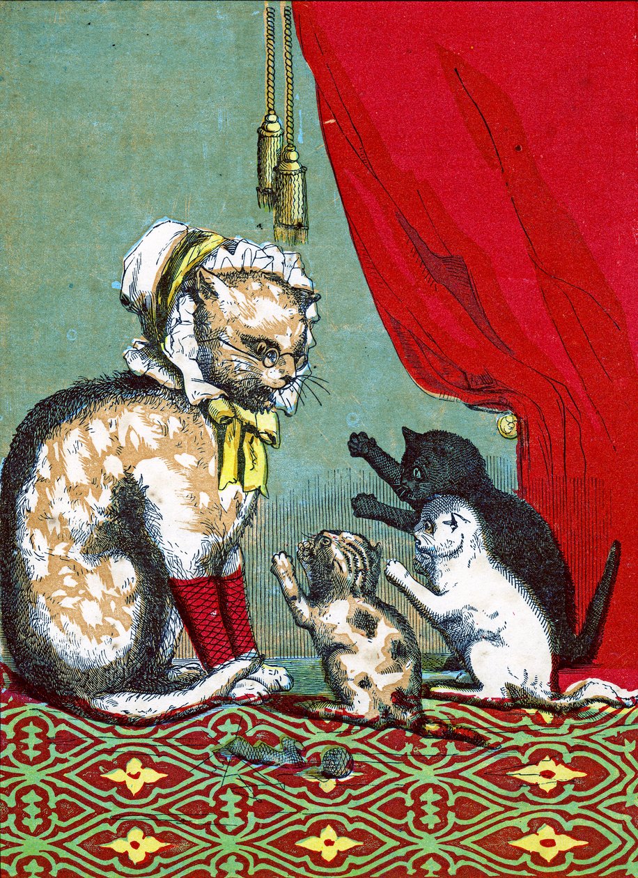 Die drei kleinen Kätzchen haben ihre Fäustlinge verloren, Illustration aus "Three Little Kittens" 1859 von John Ballantyne