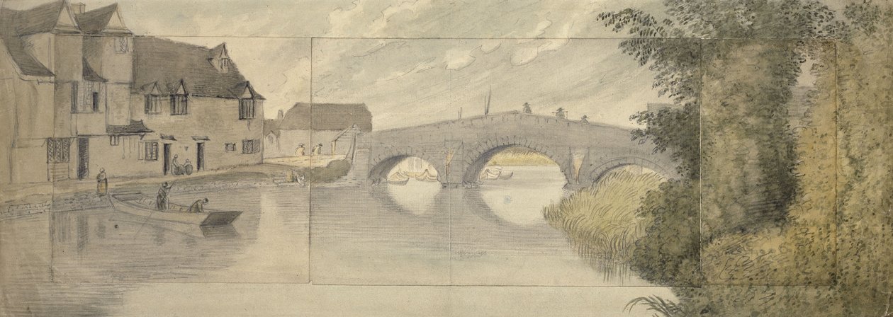 Hythe-Brücke, Oxford, 1789 von John Baptist Malchair