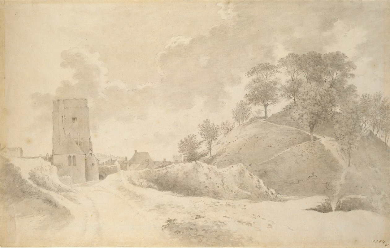 Oxford Castle und der Burghügel, 27. Mai 1784 von John Baptist Malchair