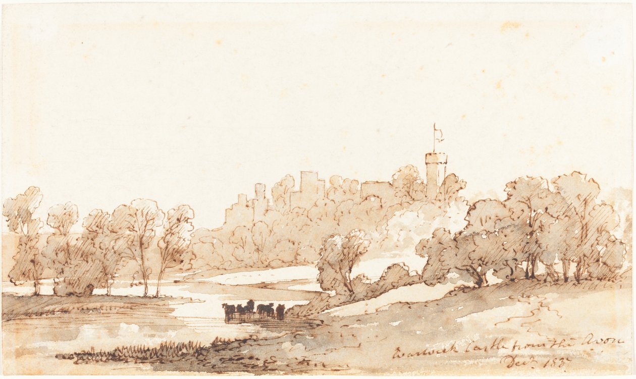 Warwick Castle vom Avon aus von John Baverstock Knight