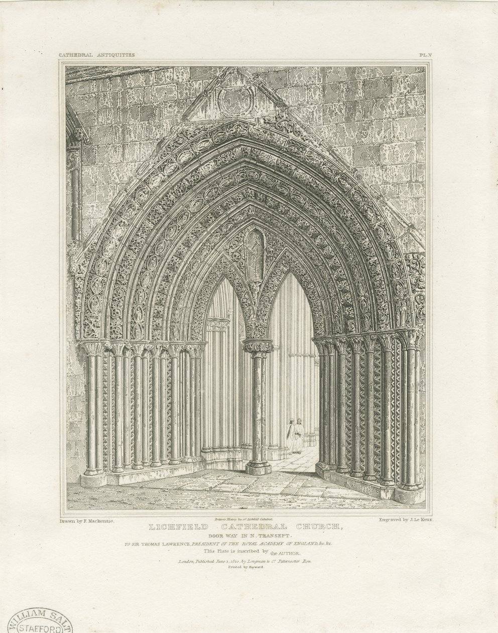 Kathedrale von Lichfield - Nordquerhaus-Tür (Gravur, ca. 1820) von John Britton