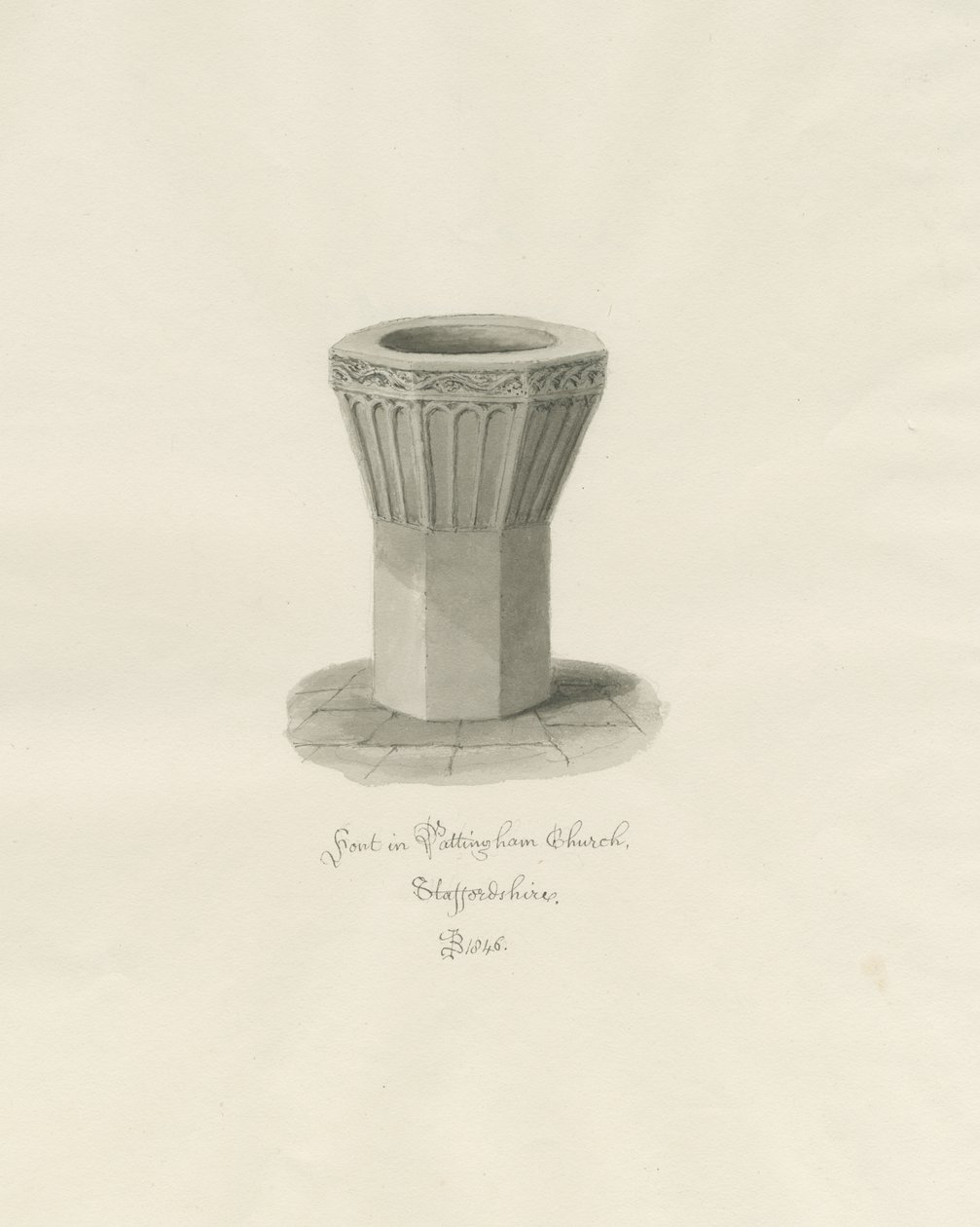 Taufbecken in der Kirche von Pattingham von John Buckler