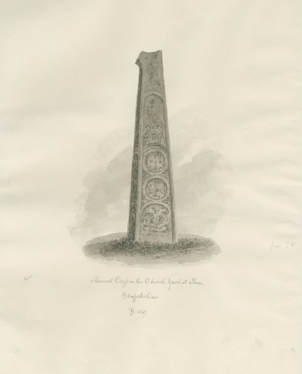 Ilam Kirche - Antikes Kreuz von John Buckler