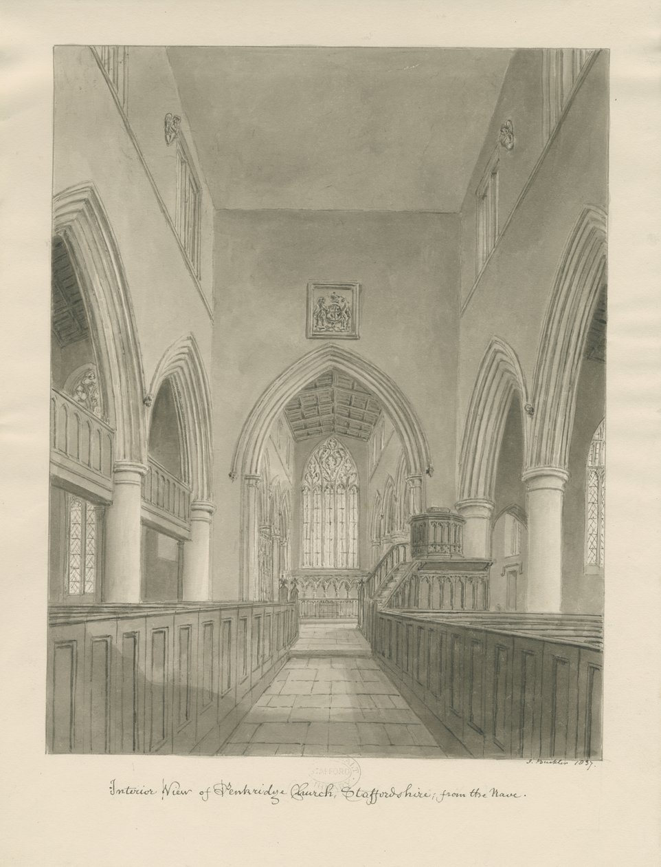 Innenraum der Penkridge Kirche von John Buckler