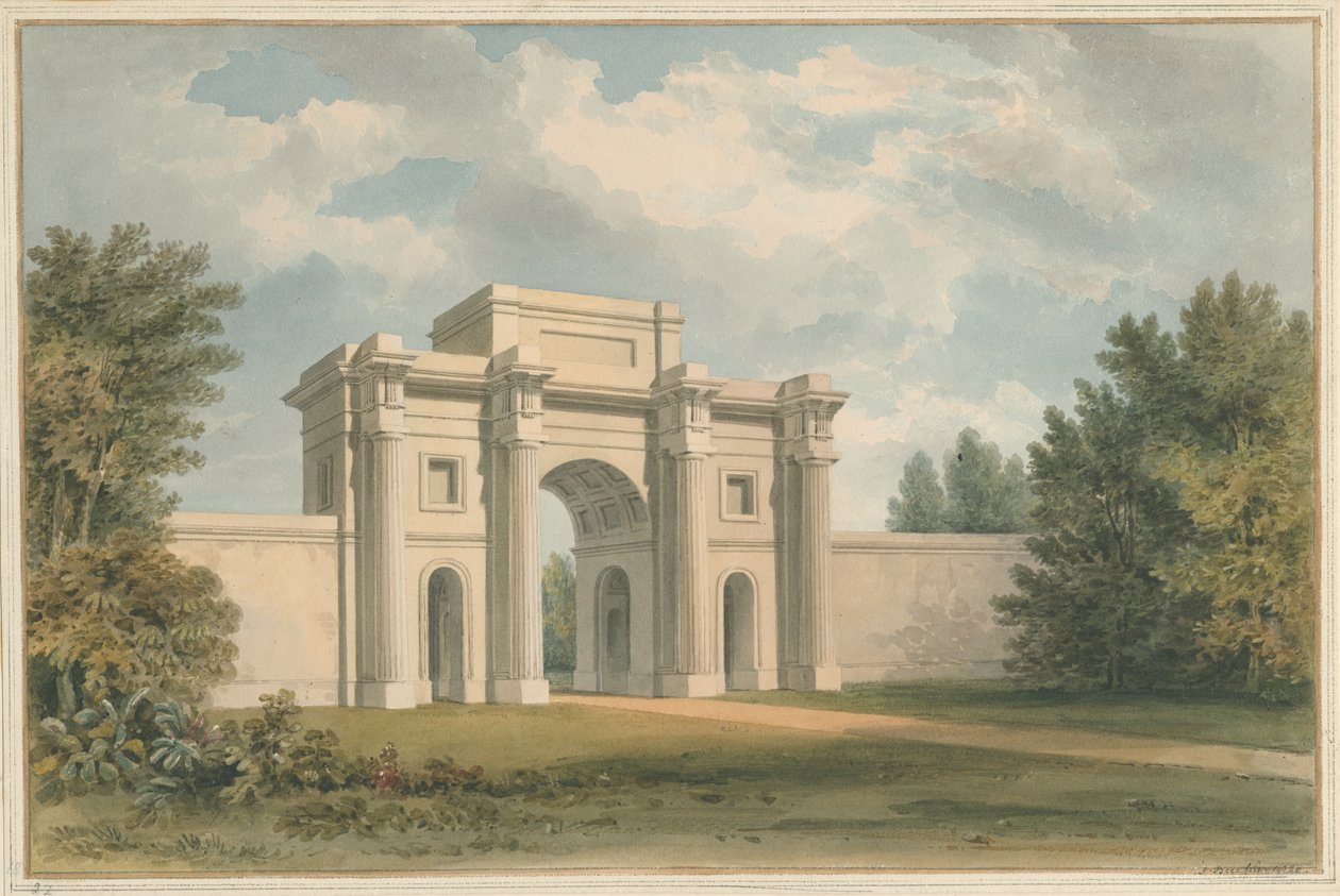 Leicestershire - Gopsall Haus - Das Tor, 1820 von John Buckler
