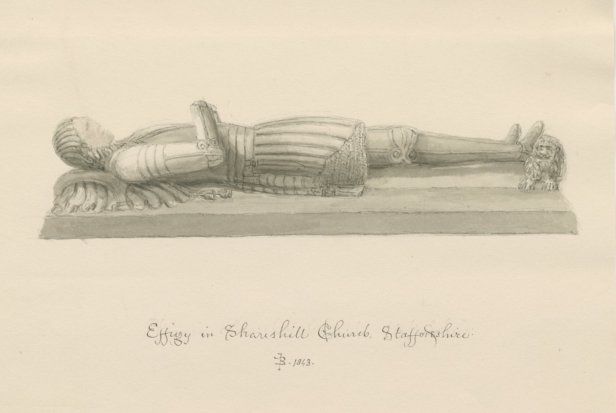 Shareshill Kirche - Monumentale Effigie [von Sir Humphrey Swynnerton] von John Buckler