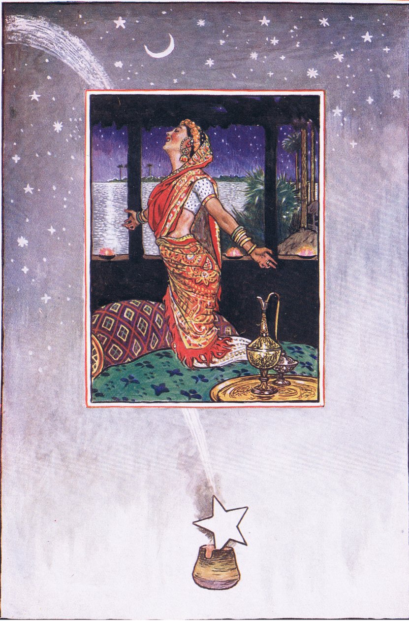 Es gibt keine Brise, die die Hitze der Liebe kühlt, Illustration aus The Garden of Kama (and other lyrics from India), 1920 von John Byam Liston Shaw