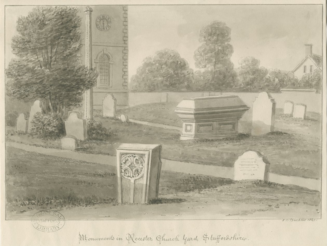 Rocester Kirche - Denkmäler und Kirchhof von John Chessell Buckler