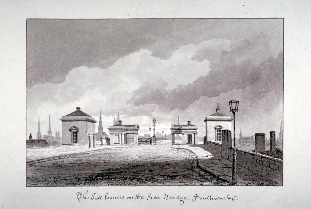 Mautstellen auf der Southwark Bridge, London, 1827 von John Chessell Buckler