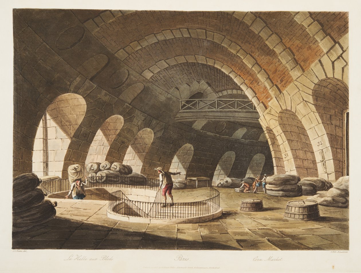 Kornmarkt, Illustration aus Versailles, Paris und Saint Denis, veröffentlicht 1805 von John Claude Nattes