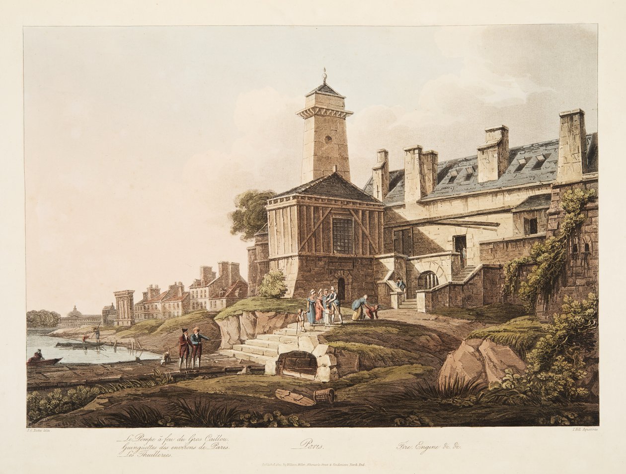 Paris, Feuerwehr, Illustration aus Versailles, Paris und Saint Denis, veröffentlicht 1809 von John Claude Nattes