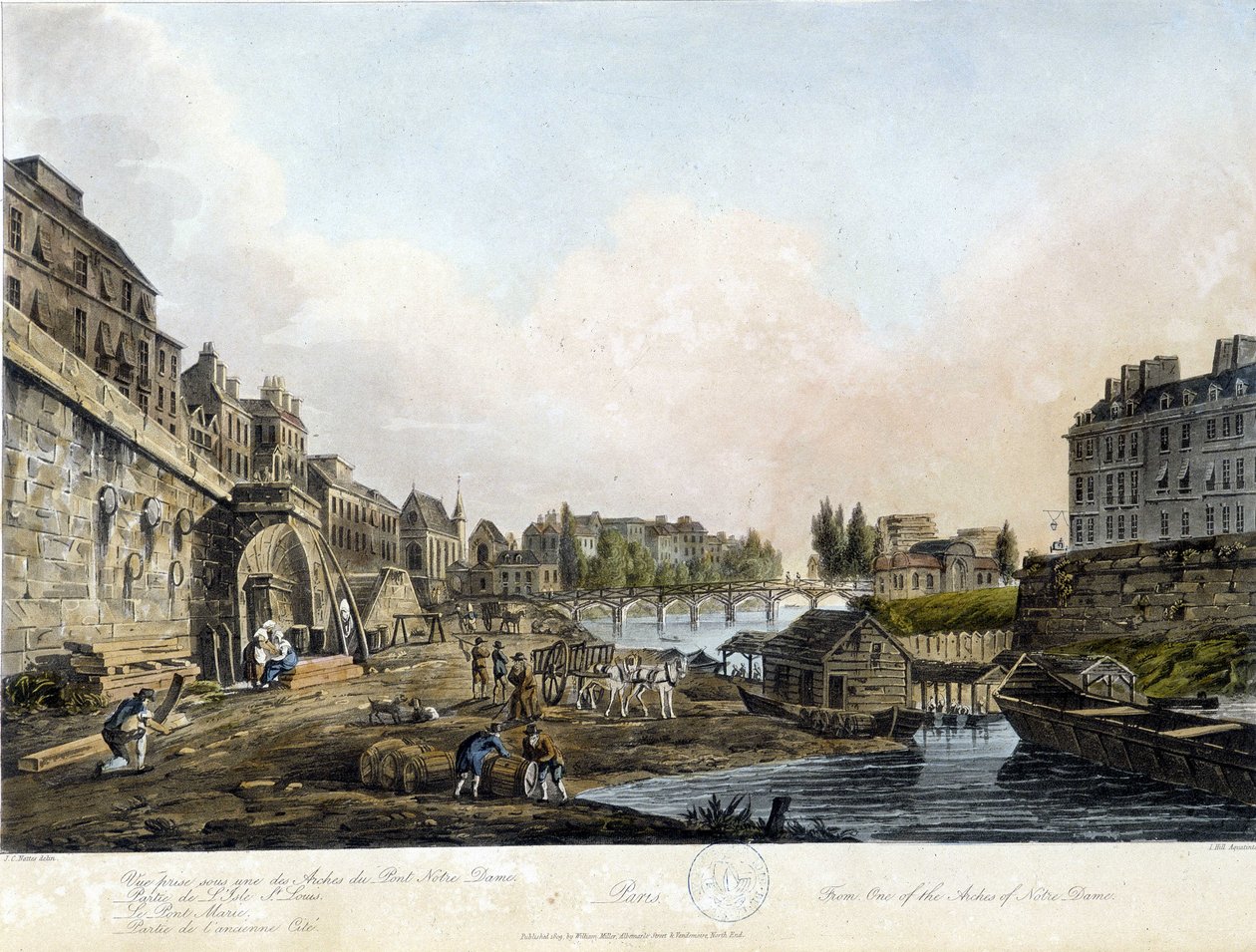 Paris: Vue du Pont Notre-Dame - in „Paris vu par J.C. Mats“, hrsg. Miller, London von John Claude Nattes