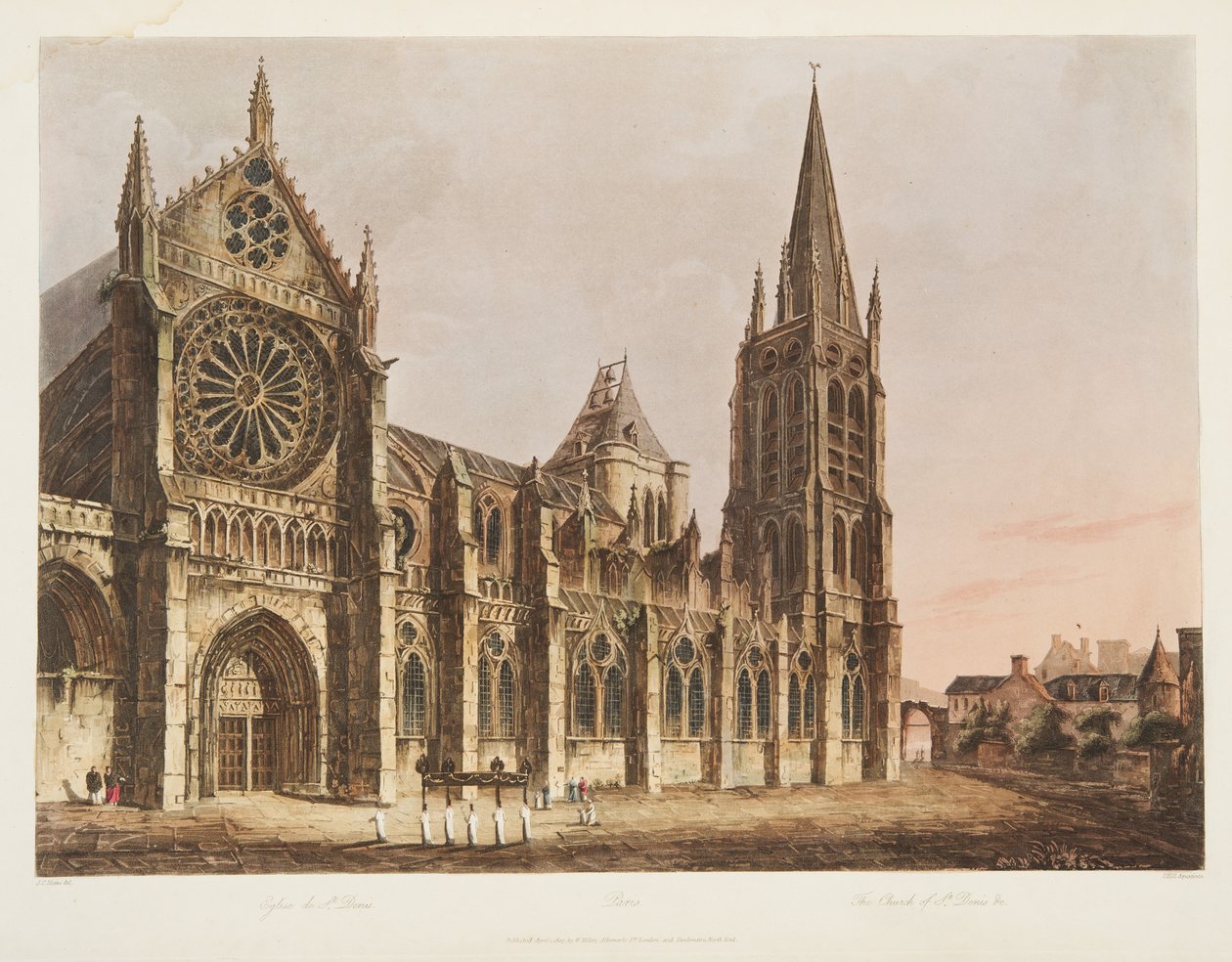 Die Kirche von St. Denis, Illustration aus Versailles, Paris und Saint Denis, veröffentlicht 1805 von John Claude Nattes