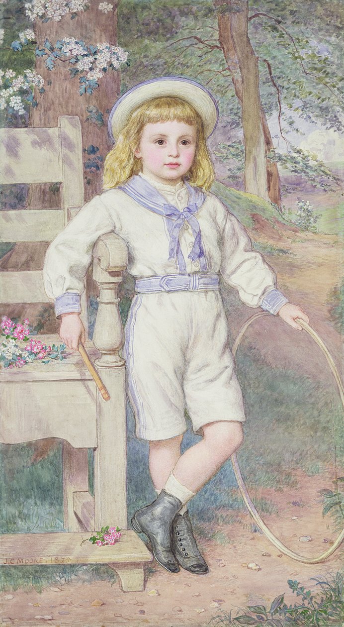 Junge mit einem Reifen von John Collingham Moore