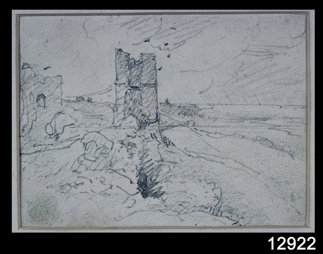 Häuser auf einem hohen Ufer, 1834 von John Constable